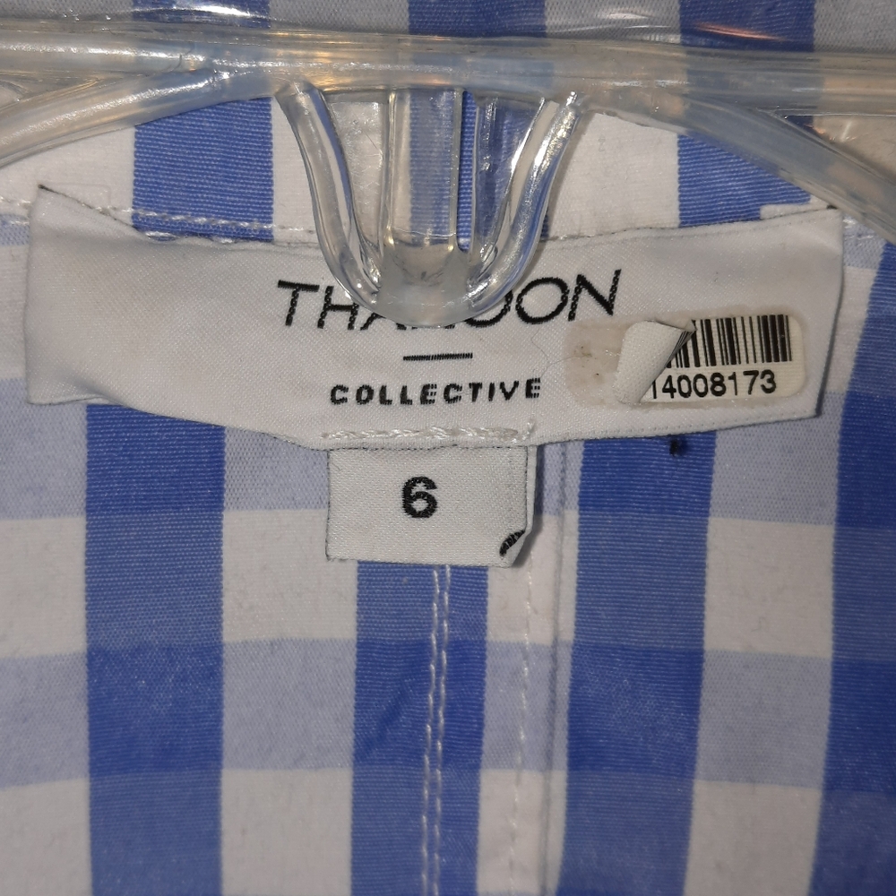 THAKOON Gingham Cotton Mini Dress Cottage Girly Prep Feminine Blue White Check S - Picture 3 of 7